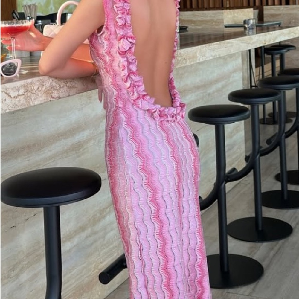 Chic Pink Patterned Maxi Dress